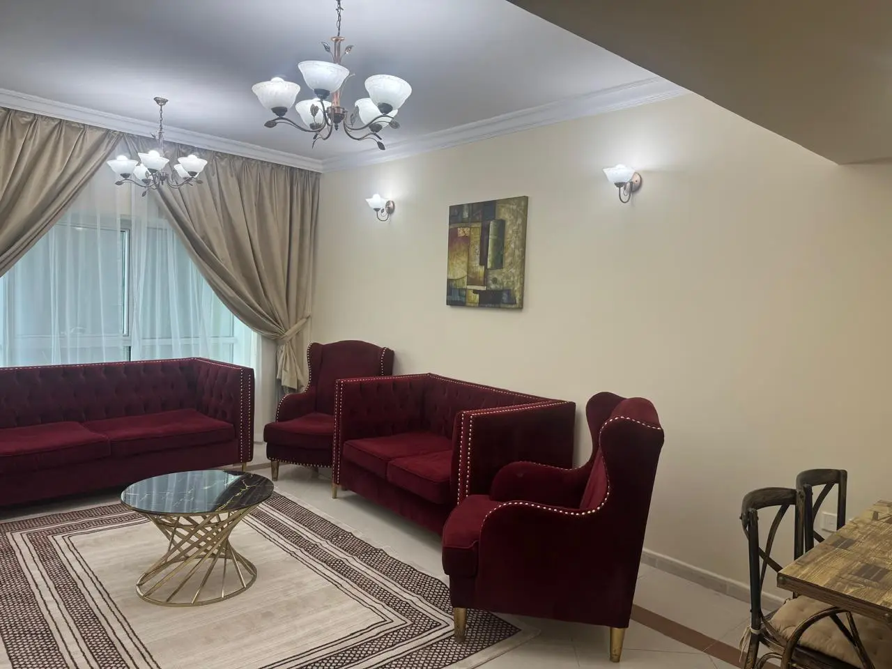 شقة غرفتين وصالة مفروشة للإيجار - برج سندس - الشارقة